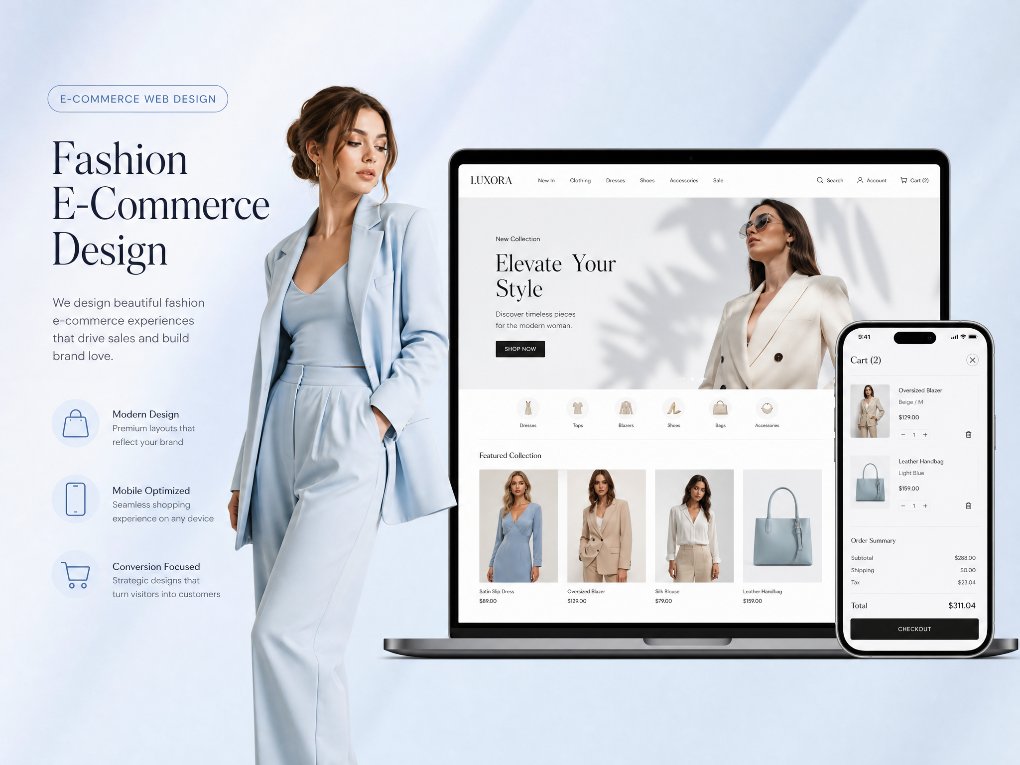 Fashion storefront concept with editorial product photography
