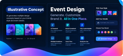 Dark event website concept with colorful interface details