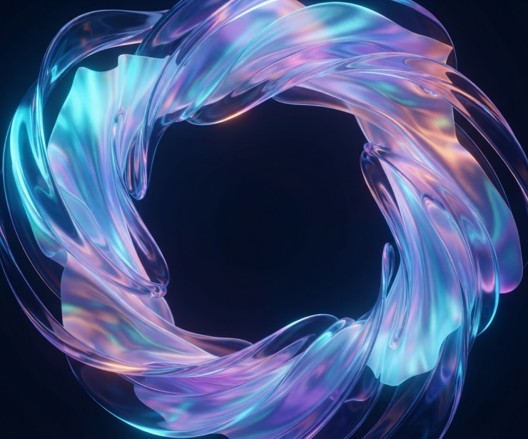 Luminous glass sculpture artwork for a digital experience